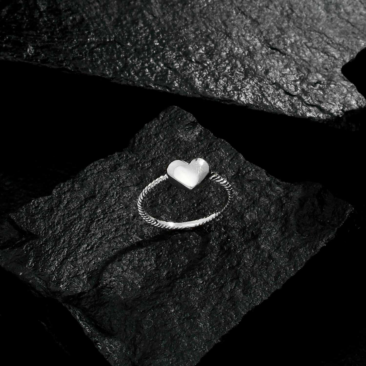 Anel Prateado de Falange Coração - Galeria