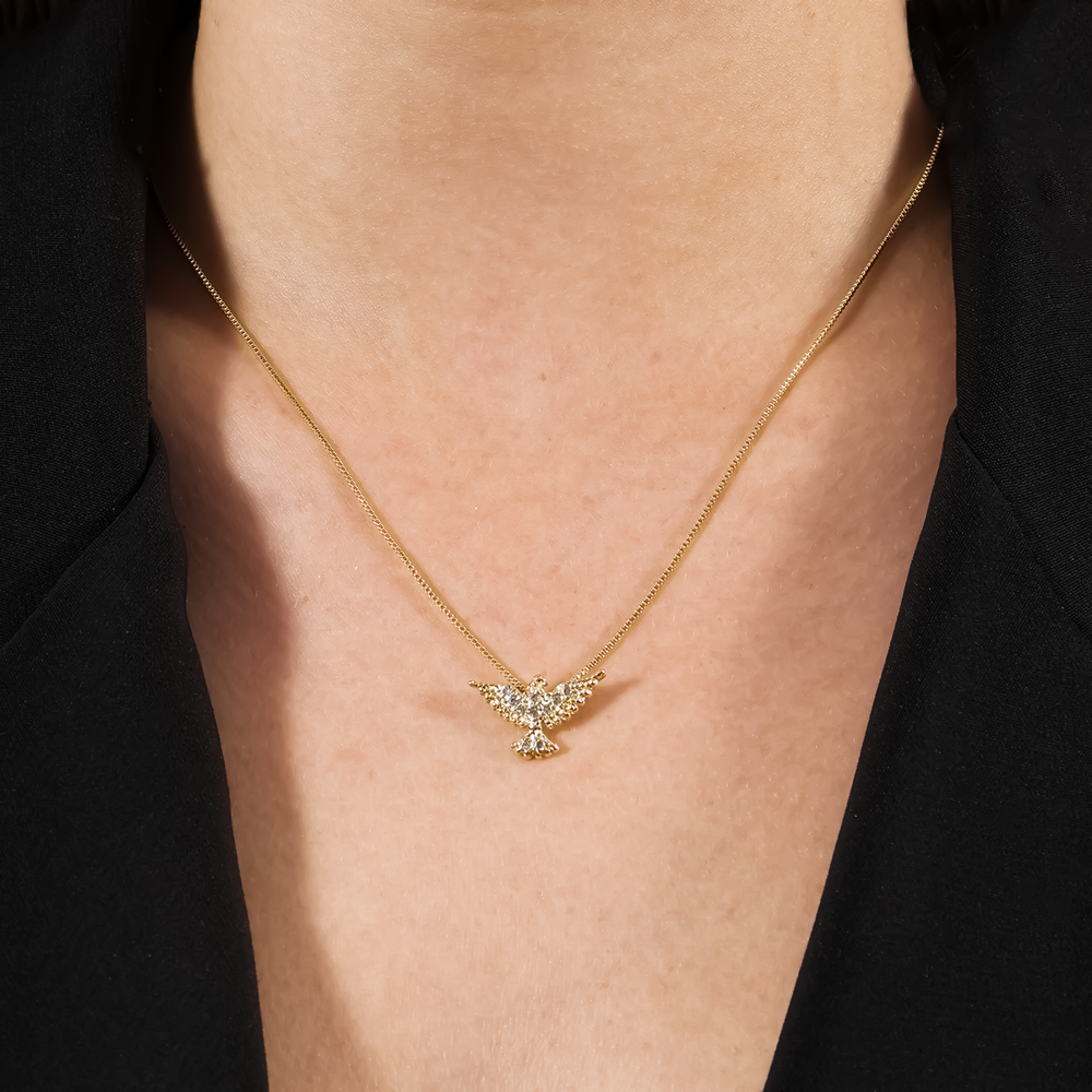 Colar Dourado Espirito Santo com Zircônia - Galeria