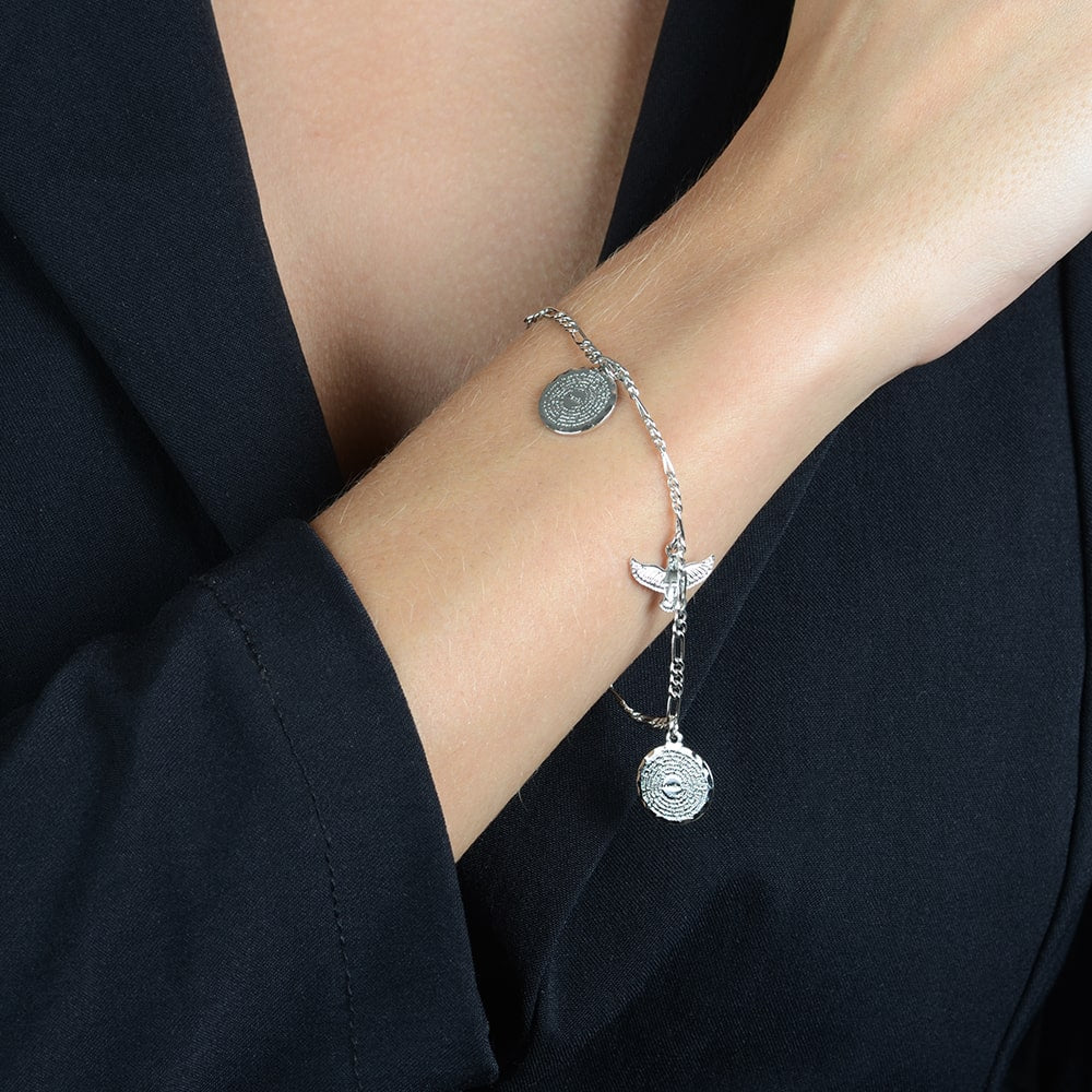 Pulseira Prateada Religiosa Pai Nosso e Espírito Santo - Galeria