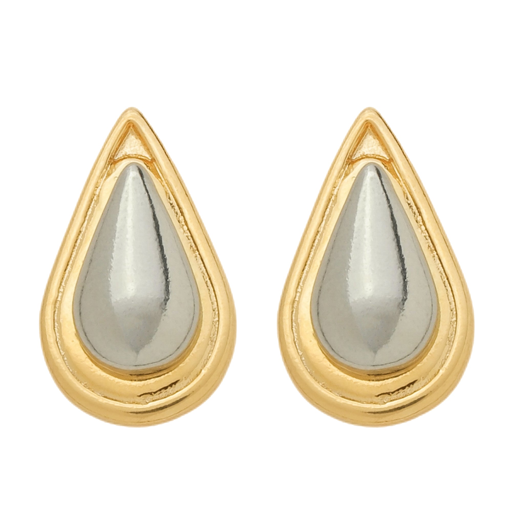 Brinco Dourado e Prateado Formato Gota