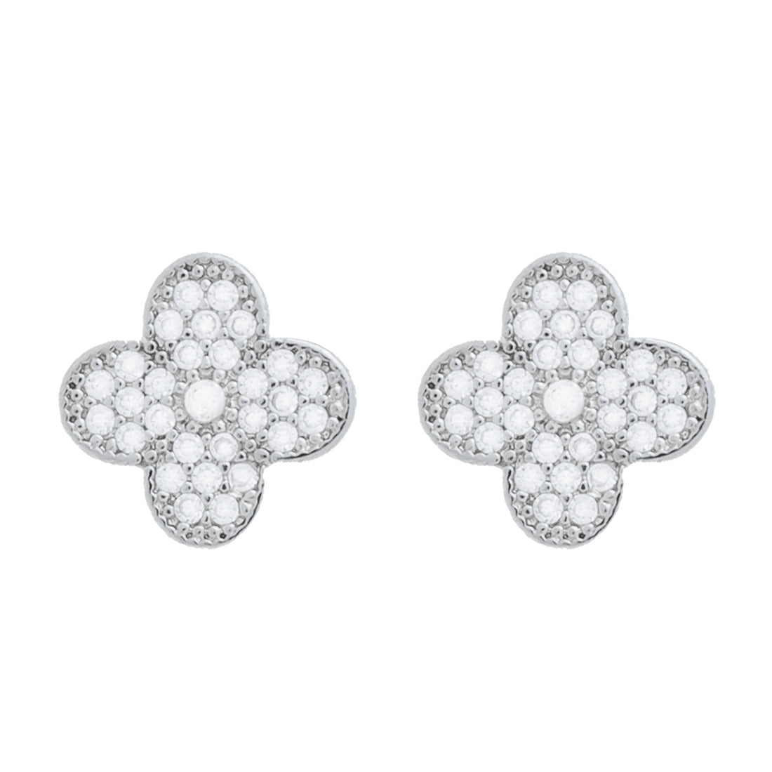 Conjunto Prateado de Trevo Cravejado de Zircônia - Galeria