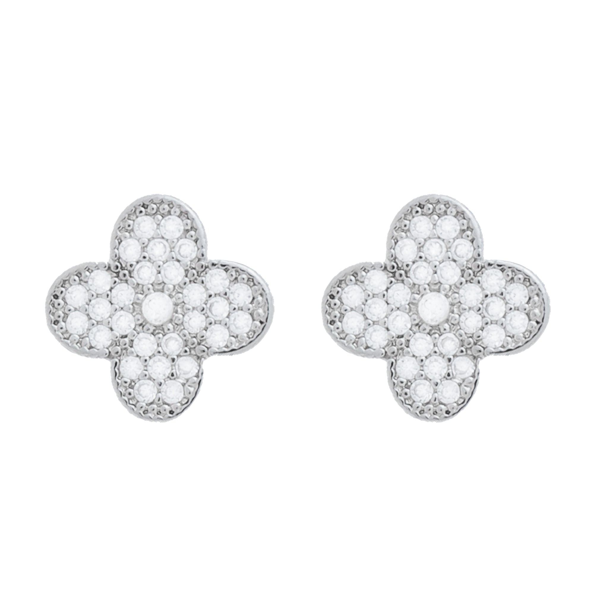 Conjunto Prateado de Trevo Cravejado de Zircônia - Galeria