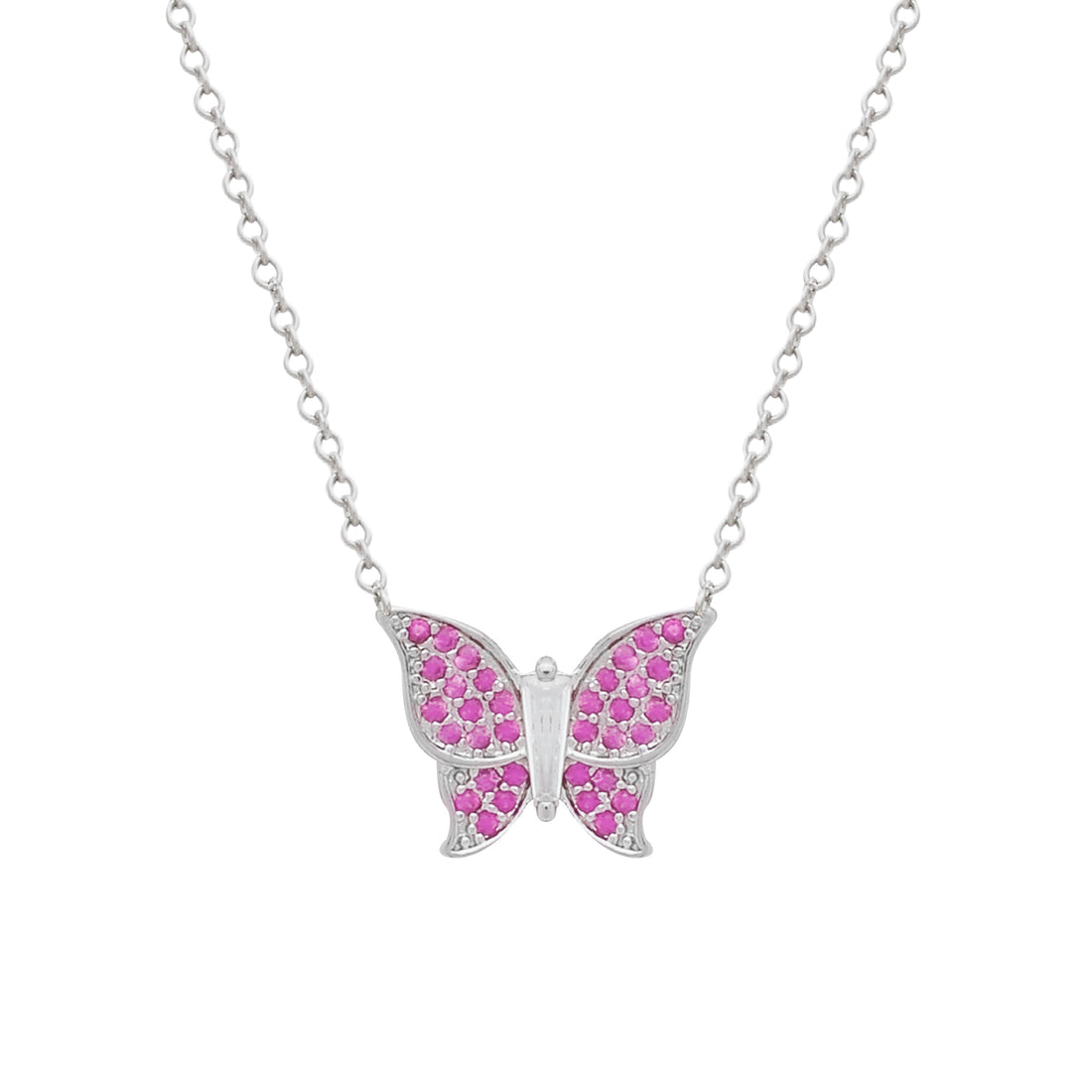 Conjunto Prateado de Borboletas Cravejado de Zircônia Rosa - Galeria