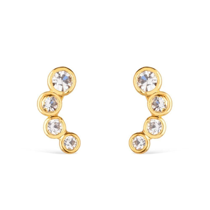 Brinco Dourado com 4 Pontos de Luz em Zircônia