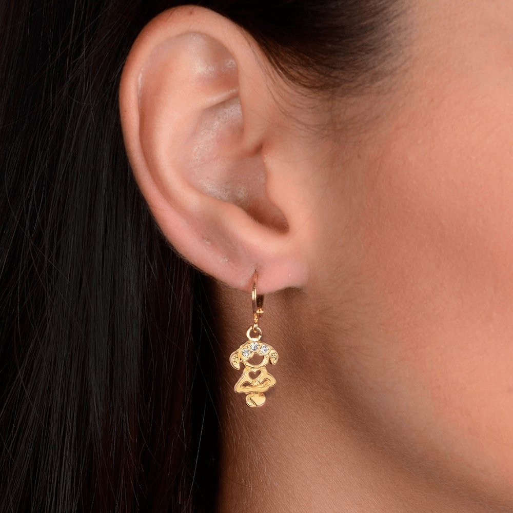 Brinco Dourado de Argolinha Filha Menina Pedras Zircônia - Galeria