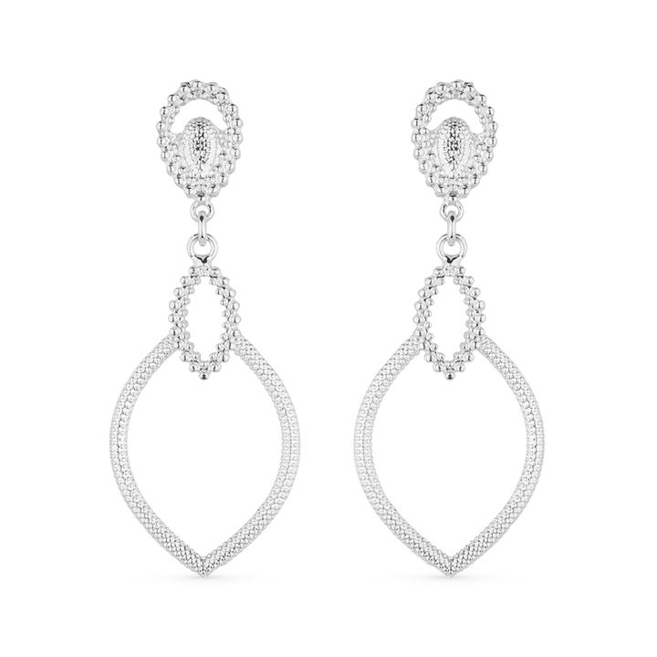 Brinco Prateado Luxo Gota de Gala