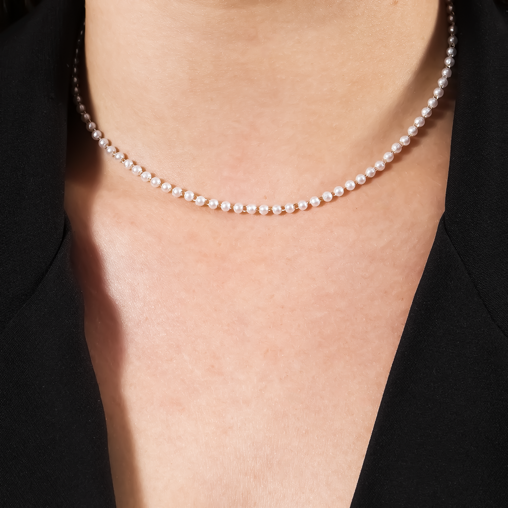 Colar Dourado Chocker de Pérolas - Galeria