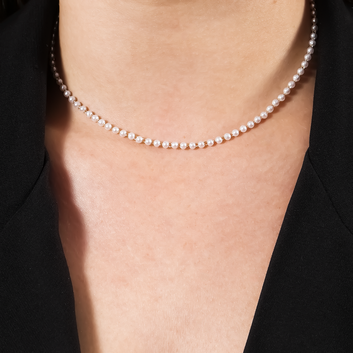 Colar Dourado Chocker de Pérolas - Galeria