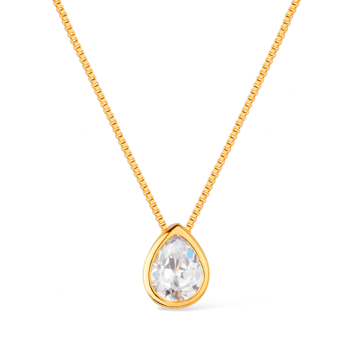 Colar Dourado de Gota em Zircônia